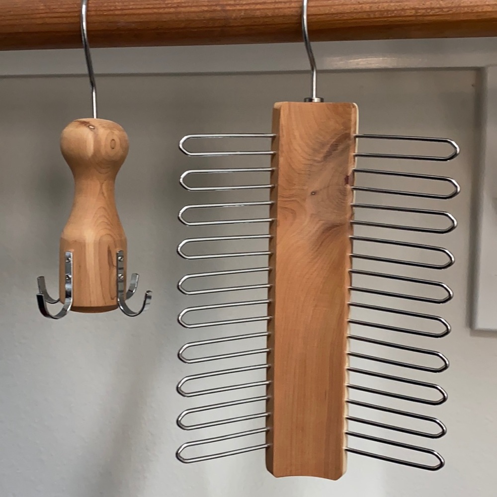 Belt and Tie Wood Hangers / Rack Holder set